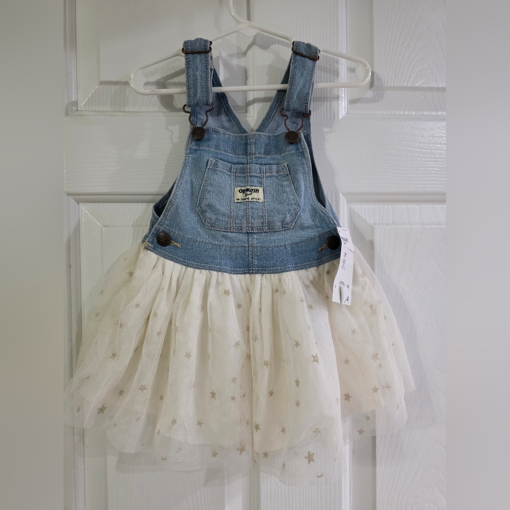 OshKosh B'gosh Blue Denim Dress with Cream Tulle